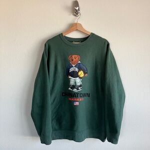 Chinatown Market Polo Bear Green Crewneck Sweatshirt  Size Large